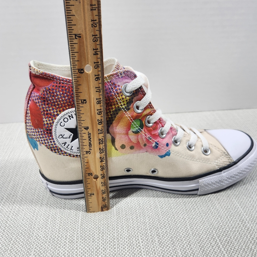 Converse Chuck Taylor All Star Lux Mid Rose sz 9.5 hidden wedge high top sneaker - Picture 13 of 15